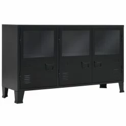 VidaXL Sideboard Metall Industrie-Stil Schwarz - vidaXL Sideboard Metall Industrie-Stil 120×35×70 cm Schwarz