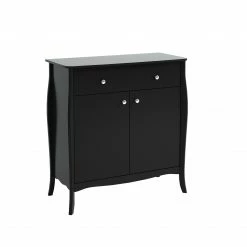 Ebuy24 Baroque Sideboard - Hochglanz Schwarz - Schwarz