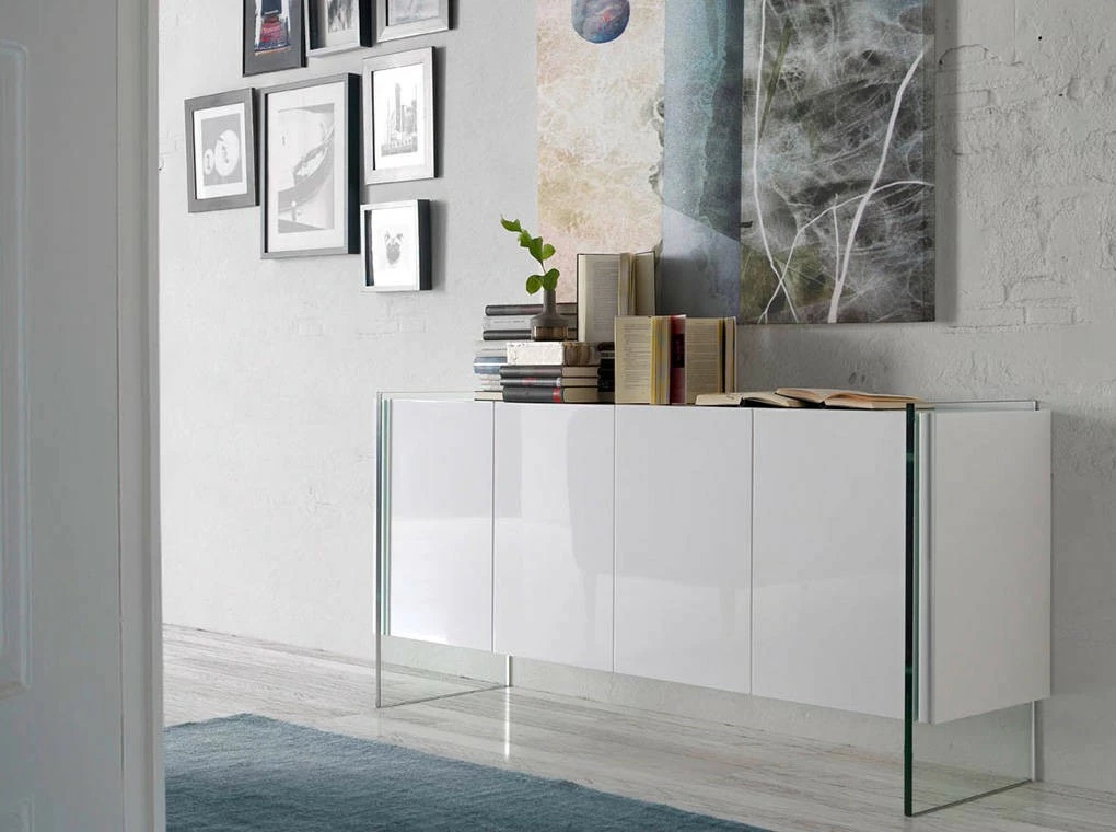 ANGEL CERDA Weißes Sideboard mit Glasseiten – Bild 2