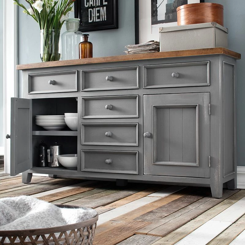 Maison Belfort Sideboard Balignton I - Kiefer massiv - Grau – Bild 3