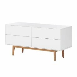 Mørteens Sideboard Lindholm V - Eiche teilmassiv - Weiß / Eiche