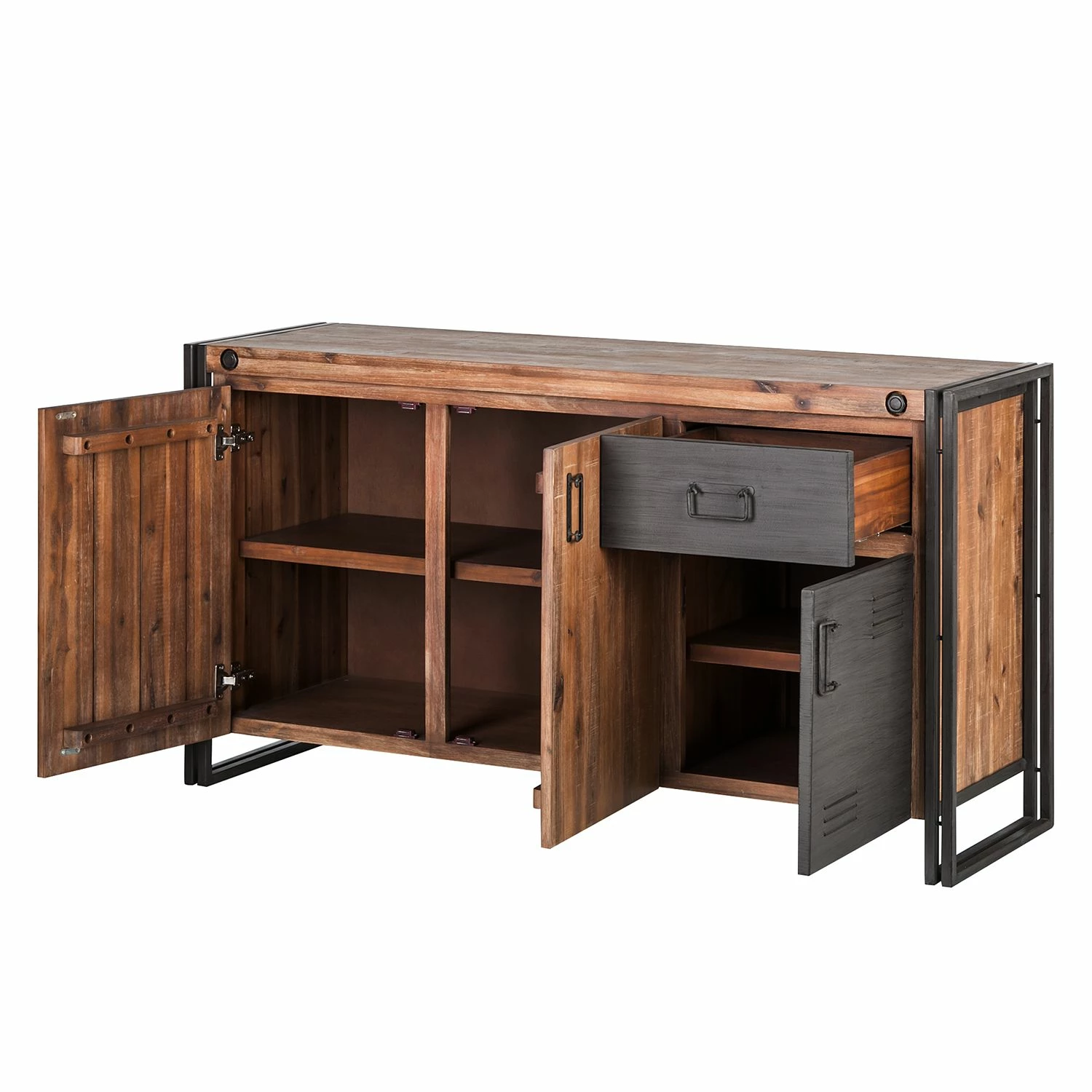 Ars manufacti Sideboard Manchester I - Akazie teilmassiv / Metall - Akazie / Anthrazit – Bild 4