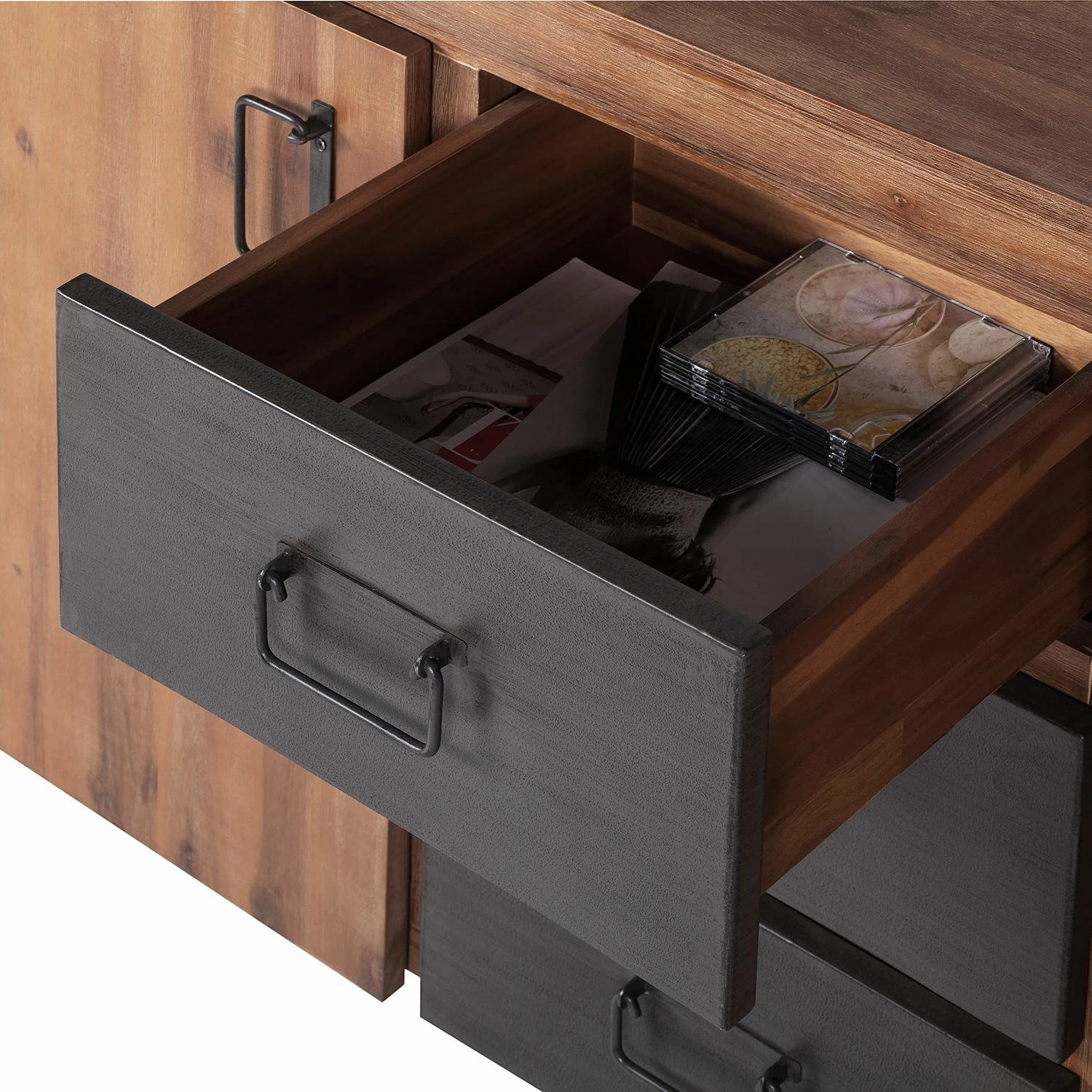 Ars manufacti Sideboard Manchester II - Akazie teilmassiv / Metall - Akazie / Anthrazit – Bild 6