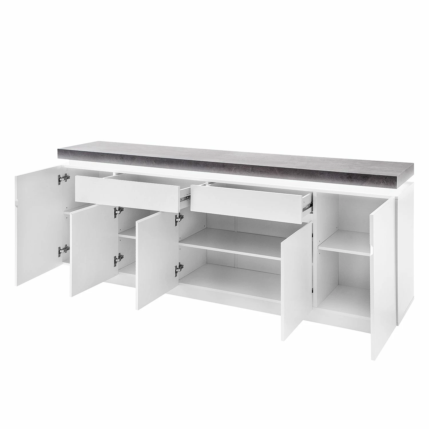 Fredriks Sideboard Namona III - Inkl. Beleuchtung - Beton Dekor / Weiß – Bild 4