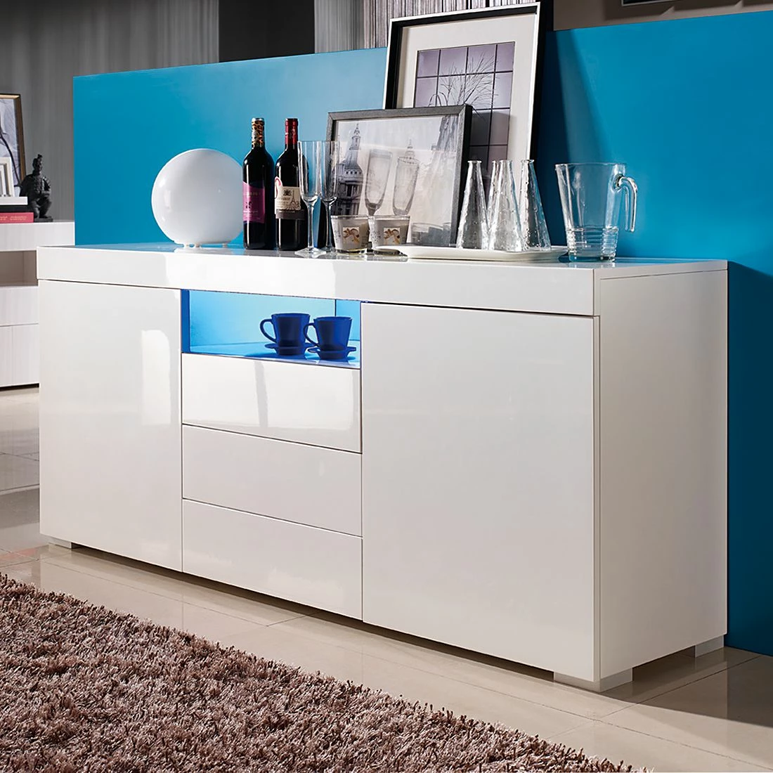 Fredriks Sideboard Roomconcept - Inkl.Beleuchtung - Hochglanz Weiß – Bild 2